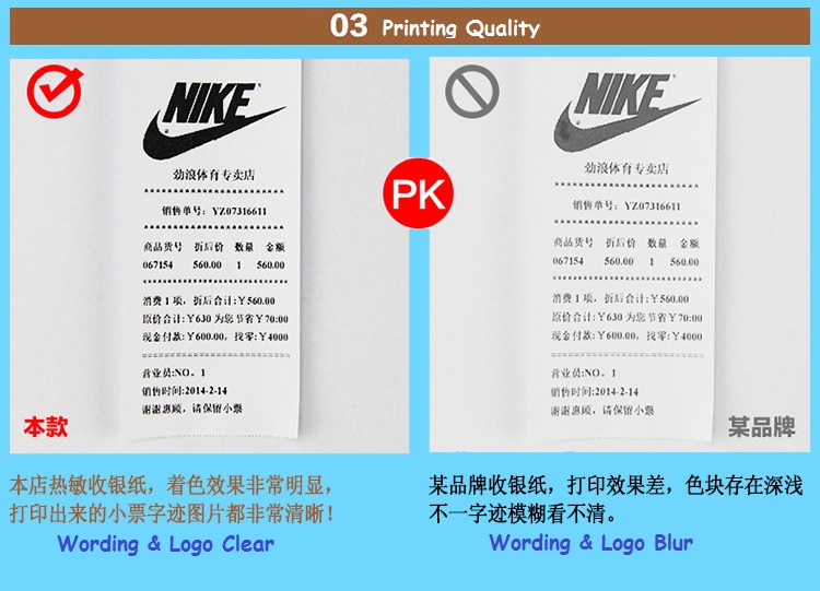 POS Cash Register Thermal Receipt Paper 57x50mm / 80x50mm For Printer 58mm / 80mm