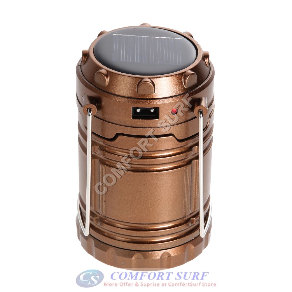 All in 1 Solar 6 LED Rechargeable Outdoor Camping Hiking Emergency Folding Lantern Tent Light Lamp