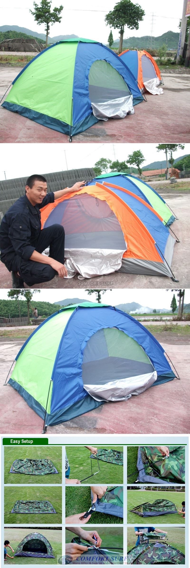 New Outdoor single Layer Single Door Waterproof Camping Tent 2 Persons + Free Carry Bag