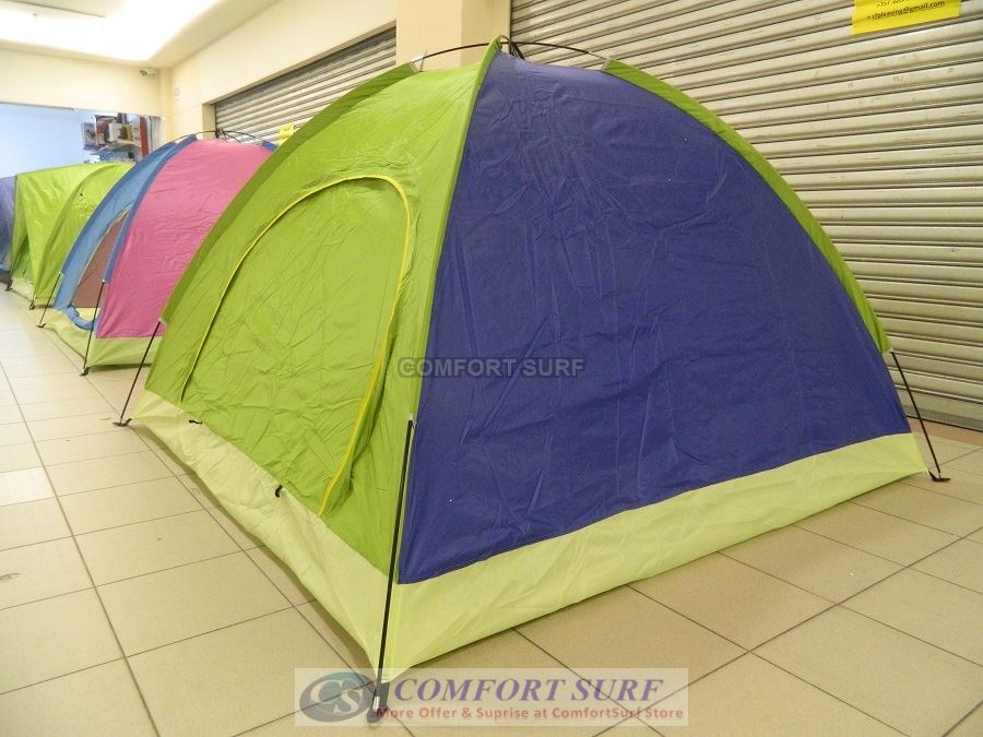 New Outdoor Single Layer Single Door + Back Window Waterproof Camping Tent 3/4 Persons + Free Carry Bag