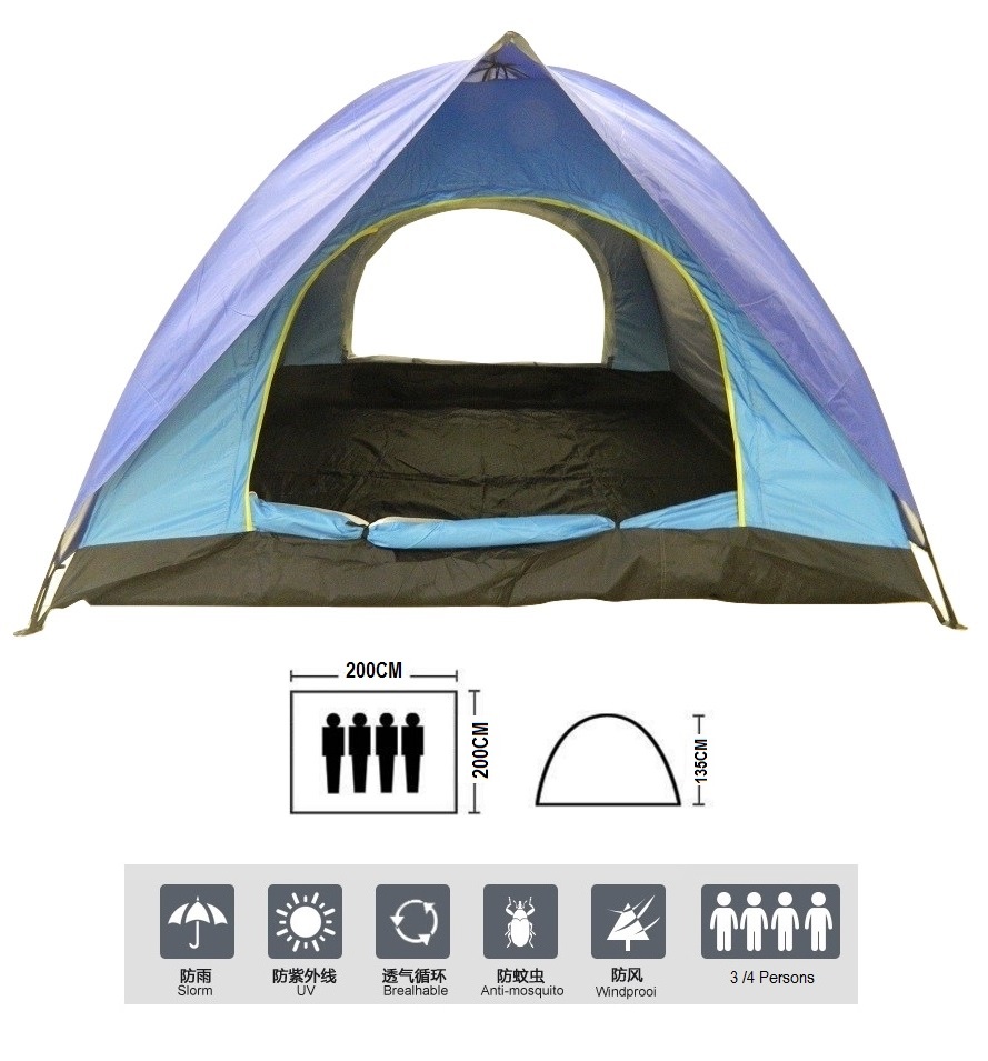 New Outdoor Double Layer Double Door Waterproof Camping Tent 3/4 Persons + Free Carry Bag