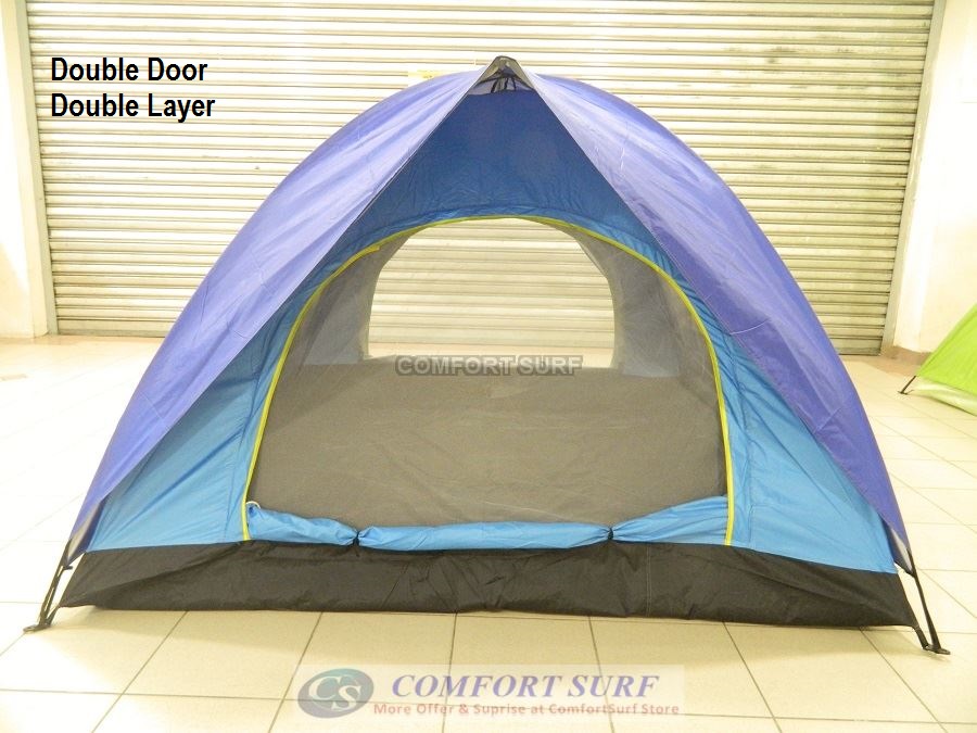 New Outdoor Double Layer Double Door Waterproof Camping Tent 3/4 Persons + Free Carry Bag