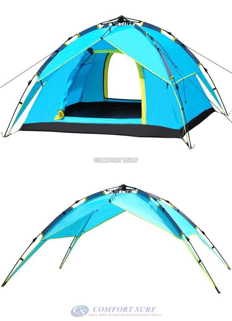 New Outdoor Double Layer Double Door + Dual Use Waterproof Automatic Camping Tent 3/4 Persons + Free Carry Bag