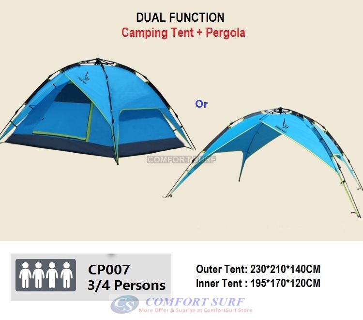 New Outdoor Double Layer Double Door + Dual Use Waterproof Automatic Camping Tent 3/4 Persons + Free Carry Bag