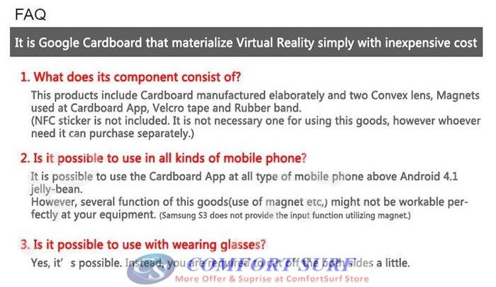 High Quality Google Cardboard Virtual Reality VR DIY 3D Glasses Smart Phone 3D Cinema (Support NFC)