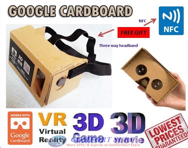 High Quality Google Cardboard Virtual Reality VR DIY 3D Glasses Smart Phone 3D Cinema (Support NFC)
