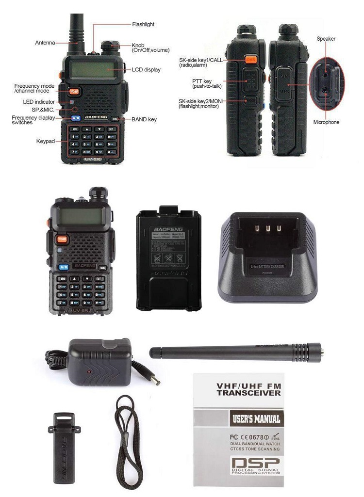 ORIGINAL Baofeng UV-5R Walkie Talkie Dual Band UV5R Portable 2 Way Radio