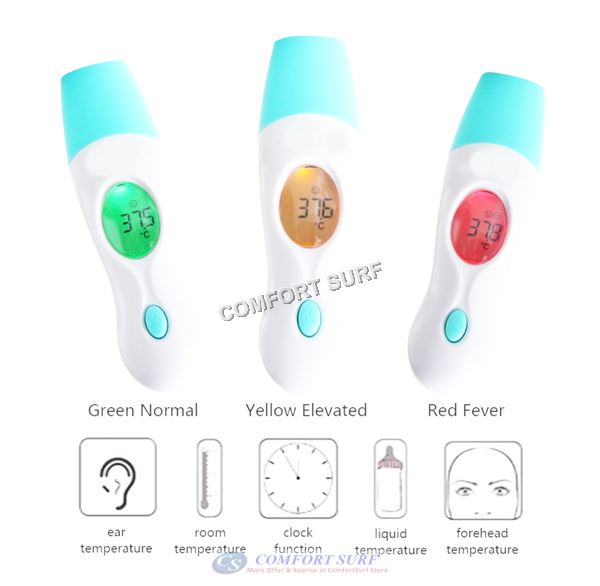 Multifunction 8 in 1 Non Contact Infrared Body Forehead Baby Adult Digital Thermometer