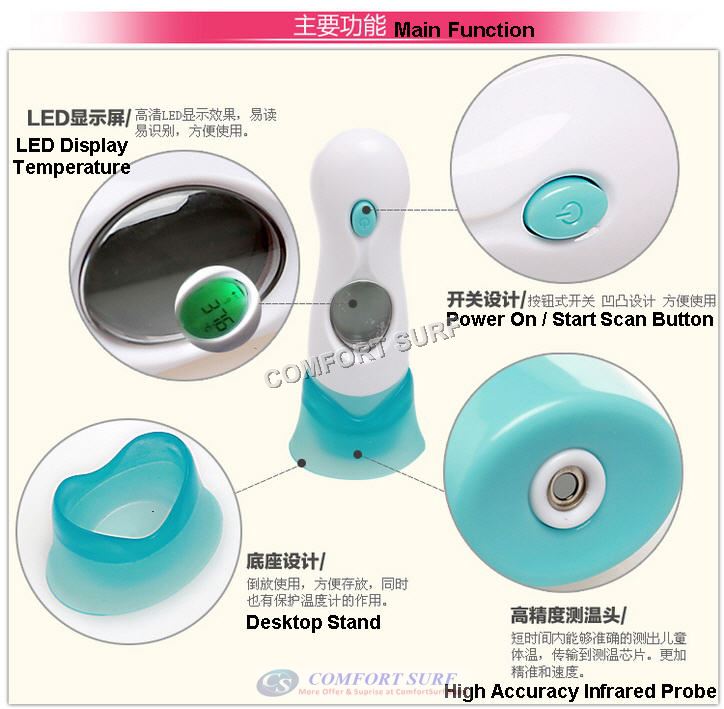 Multifunction 8 in 1 Non Contact Infrared Body Forehead Baby Adult Digital Thermometer