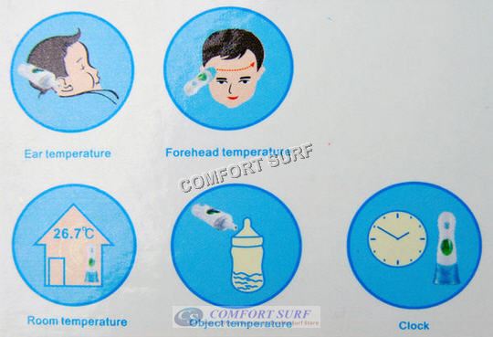 Multifunction 8 in 1 Non Contact Infrared Body Forehead Baby Adult Digital Thermometer