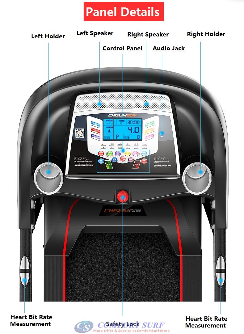 Chislim Luxury Single / Multi function Treadmill 3.0HP With Electric Incline Decline + 4 Way Spring Damping System