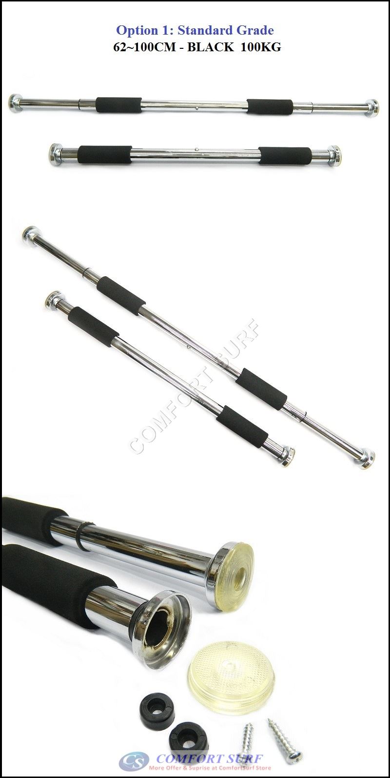 Top Grade Heavy Duty Pull Up Door Way Gym Chin Up Bar Doorway Exercise Fitness Workout