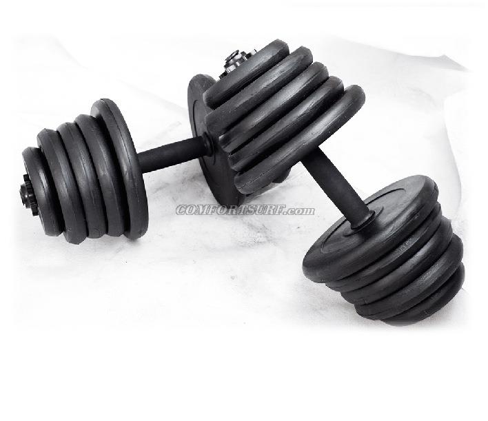 Gym Black Rubber Dumbbell V1 With 10kg 15kg 20kg 30kg 40kg /pair Adjustable Dumbbell Pole