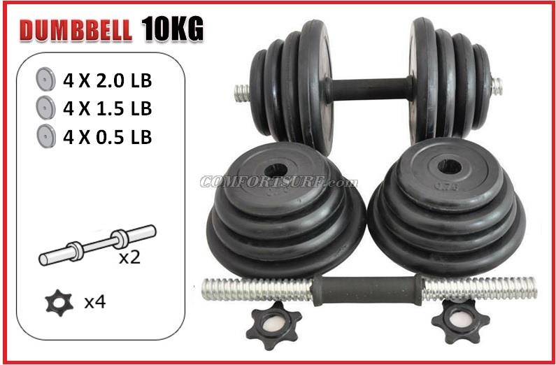Gym Black Rubber Dumbbell V1 With 10kg 15kg 20kg 30kg 40kg /pair Adjustable Dumbbell Pole