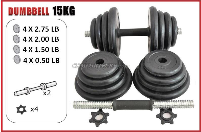Gym Black Rubber Dumbbell V1 With 10kg 15kg 20kg 30kg 40kg /pair Adjustable Dumbbell Pole