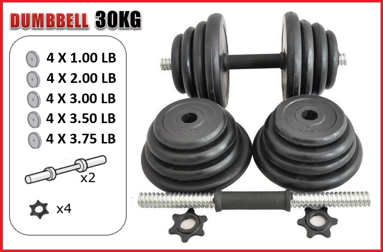 Gym Black Rubber Dumbbell V1 With 10kg 15kg 20kg 30kg 40kg /pair Adjustable Dumbbell Pole