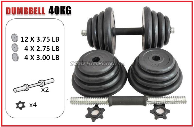 Gym Black Rubber Dumbbell V1 With 10kg 15kg 20kg 30kg 40kg /pair Adjustable Dumbbell Pole