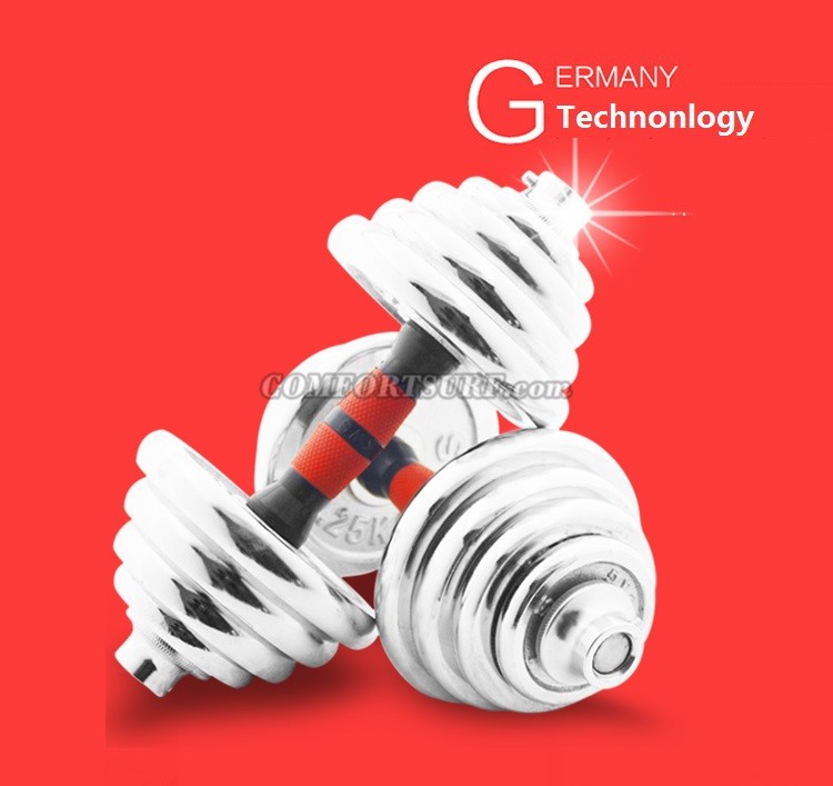 10KG / 15KG / 20KG / 30KG / 40KG Quality GYM Adjustable Electroplating Iron Plating Chrome Dumbbell Bar Mercerized Rod