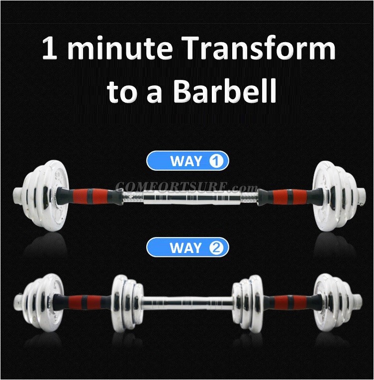 10KG / 15KG / 20KG / 30KG / 40KG Quality GYM Adjustable Electroplating Iron Plating Chrome Dumbbell Bar Mercerized Rod