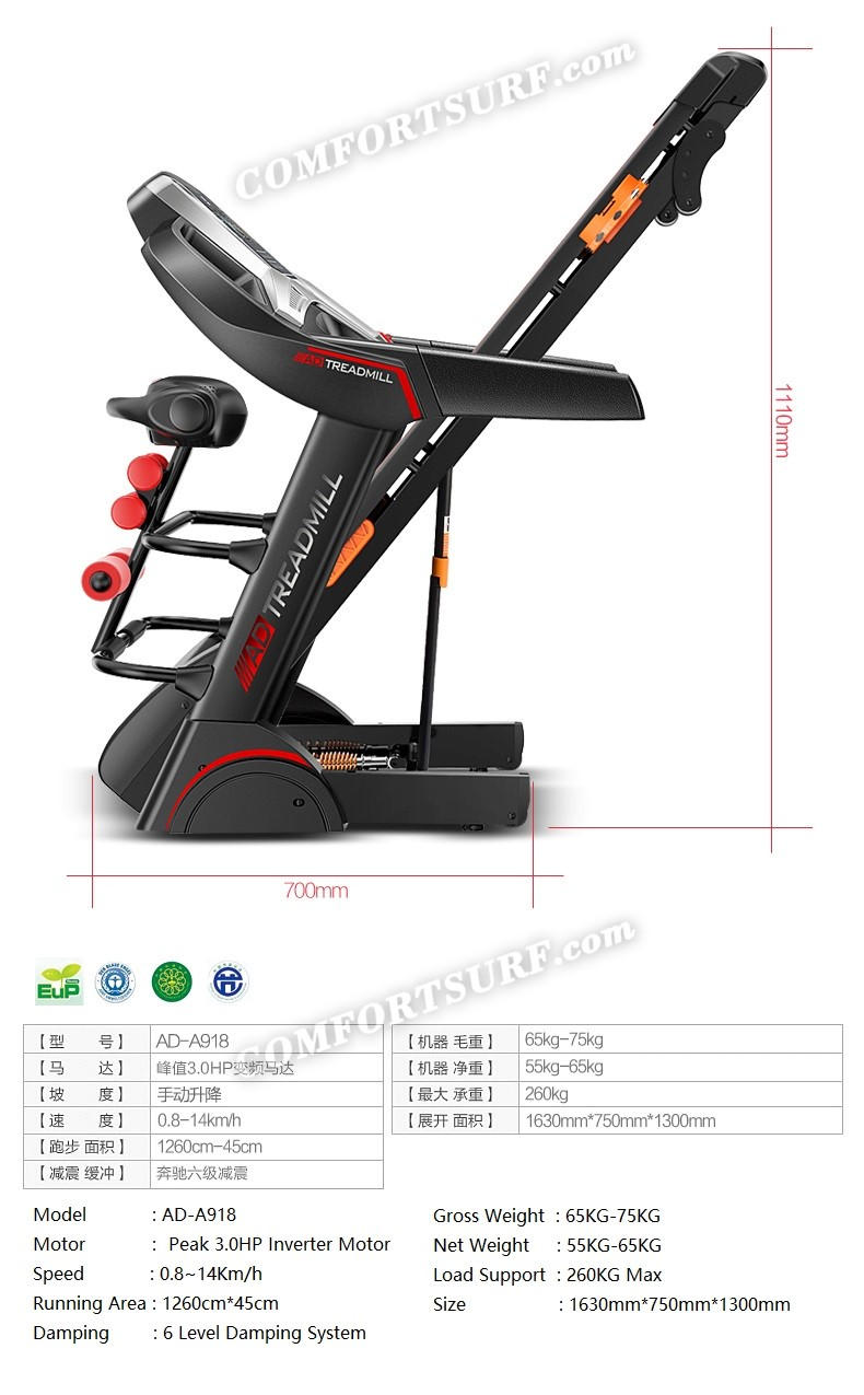 Genuine 3.0HP SuperHorse Multifunction Treadmill AD-A918 Home Fitness Gym Running Walking Equipment