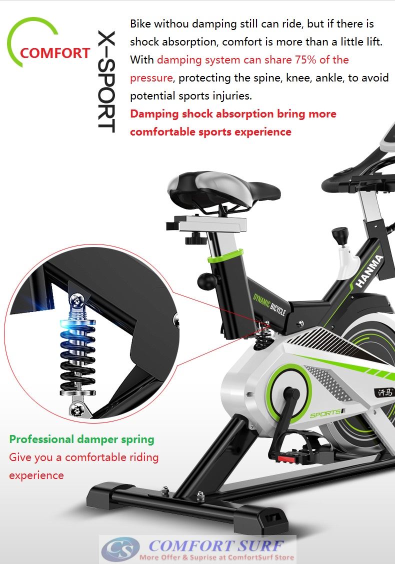 Superhorse SH288 Home Gym / Fitness Equipment Spinning Bicycle / Cycling Exercise Bike With Spring Damping System, Safe Full Cover Flywheel