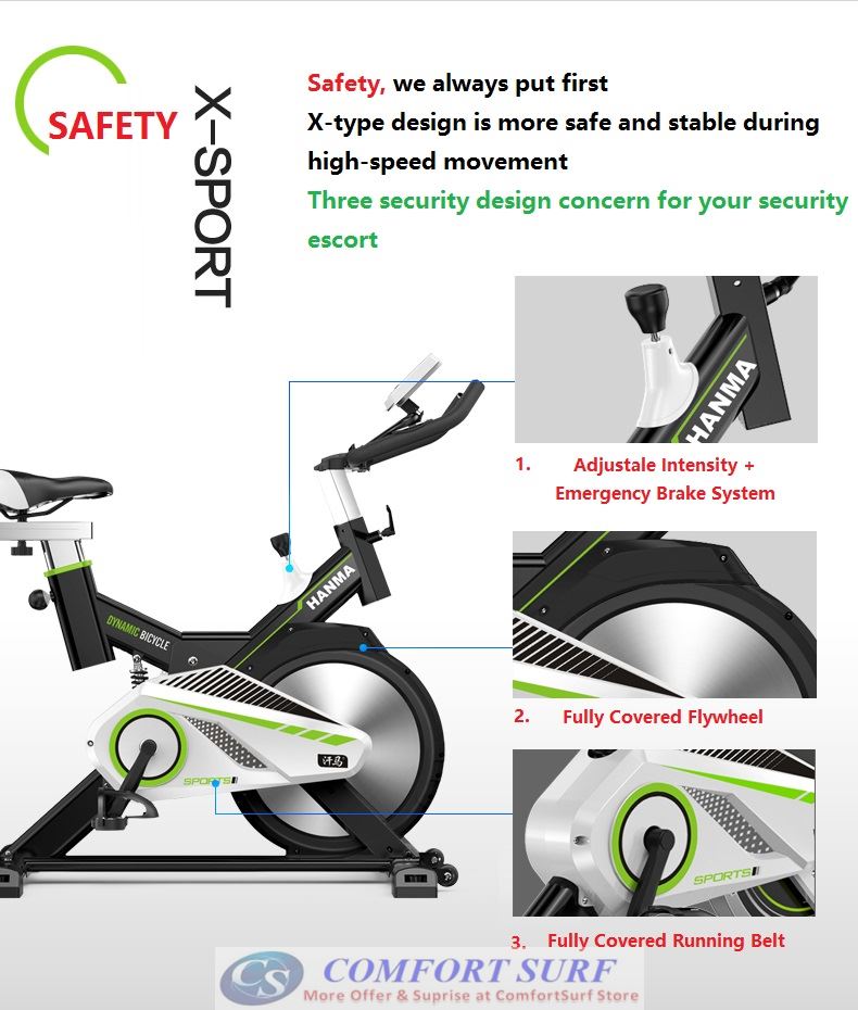 Superhorse SH288 Home Gym / Fitness Equipment Spinning Bicycle / Cycling Exercise Bike With Spring Damping System, Safe Full Cover Flywheel