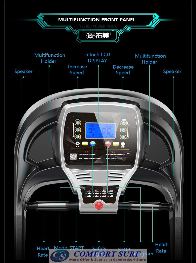 Genuine 3.0HP YeeJoo Single / Multifunction Treadmill AD-A900 Home Fitness Gym Running Walking Equipment