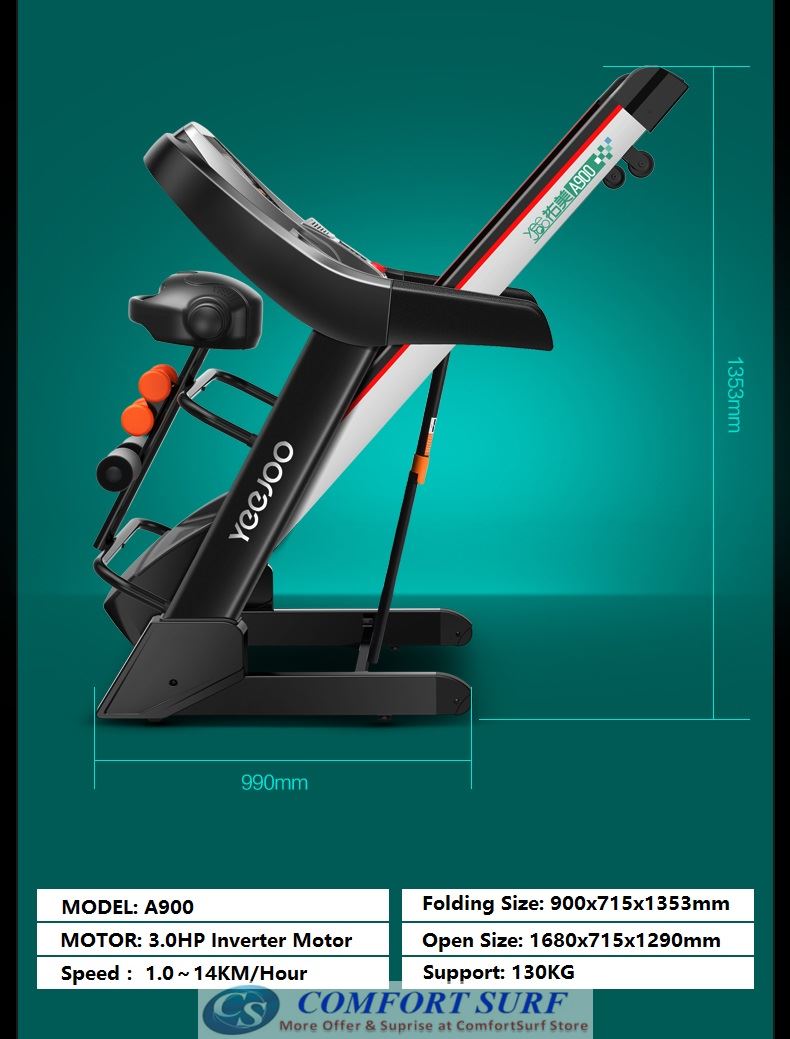 Genuine 3.0HP YeeJoo Single / Multifunction Treadmill AD-A900 Home Fitness Gym Running Walking Equipment