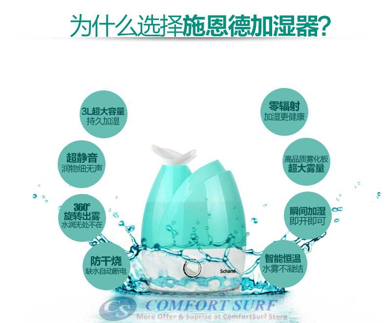 Schand Dual Head 3L Tank Capacity ultrasonic Air Humidifier Purifier Aromatic Therapy