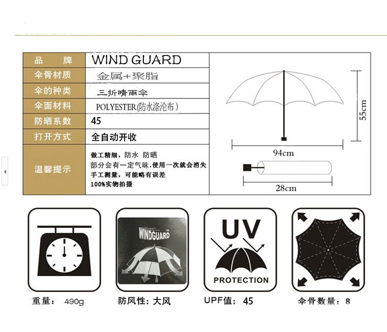 Original Double Windguard Multicolor One Press Umbrella