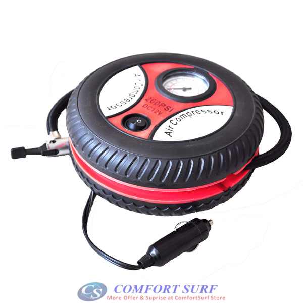 Portable Tire Style Air Compressor with Car Charger (DC 12V)