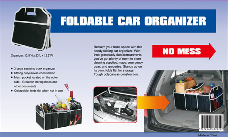 Foldable Bamboo Fiber Car Trunk Rear Bonnet Collapsible Organizer Carry Bag