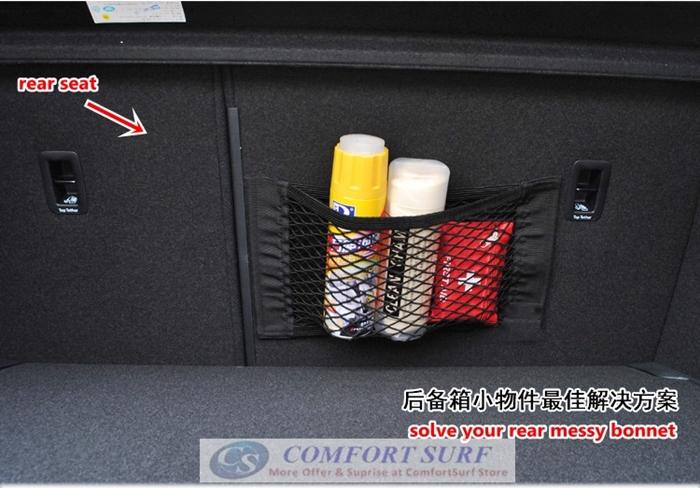 Car Trunk Organizer Velcro Stick String Mesh Net Pocket Shelf Storage