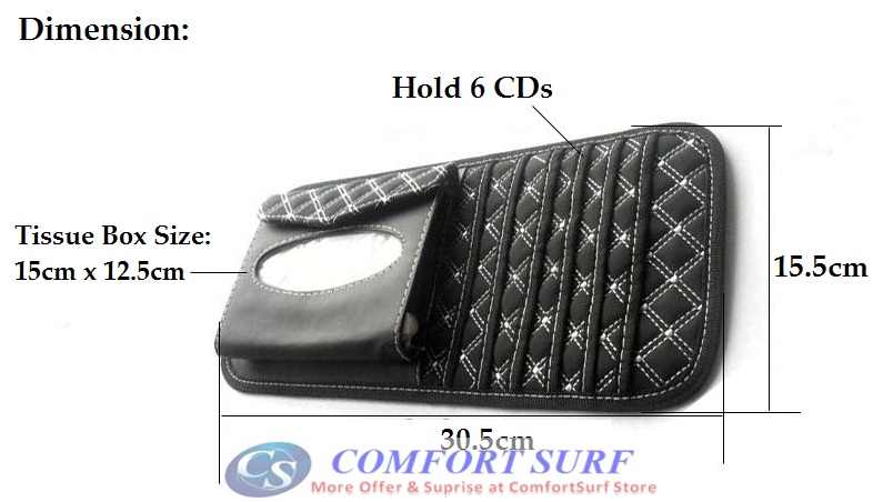 2-in-1 Car Vehicles Sun Visor Plaid CDs Tissue Paper Holder