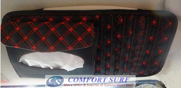 2-in-1 Car Vehicles Sun Visor Plaid CDs Tissue Paper Holder