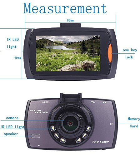 Car DVR Camera Dash Cam Video 2.7 LCD with Rear Cam Car Cam Recorder