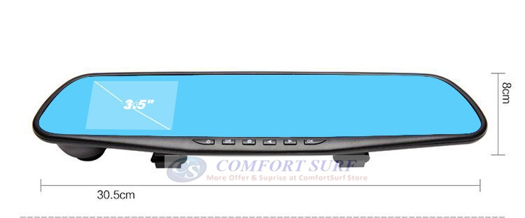 3.5 inch Blue Base Mirror Car Cam DVR Rear View Mirror Camera Video Recorder