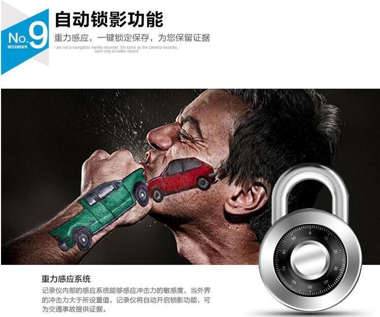 Golden Frame 4.3 inch Car DVR 1080P Dual lens with Rear Camera Rearview Mirror Camera Video Recorder