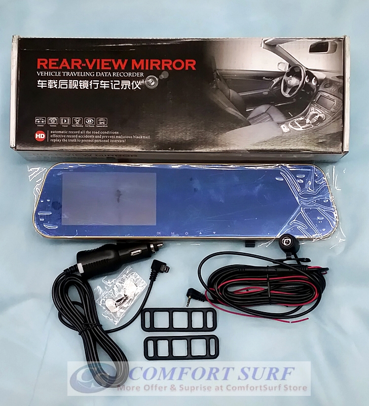 Golden Frame 4.3 inch Car DVR 1080P Dual lens with Rear Camera Rearview Mirror Camera Video Recorder