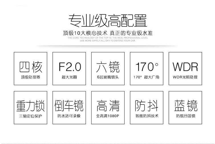 Golden Frame 4.3 inch Car DVR 1080P Dual lens with Rear Camera Rearview Mirror Camera Video Recorder