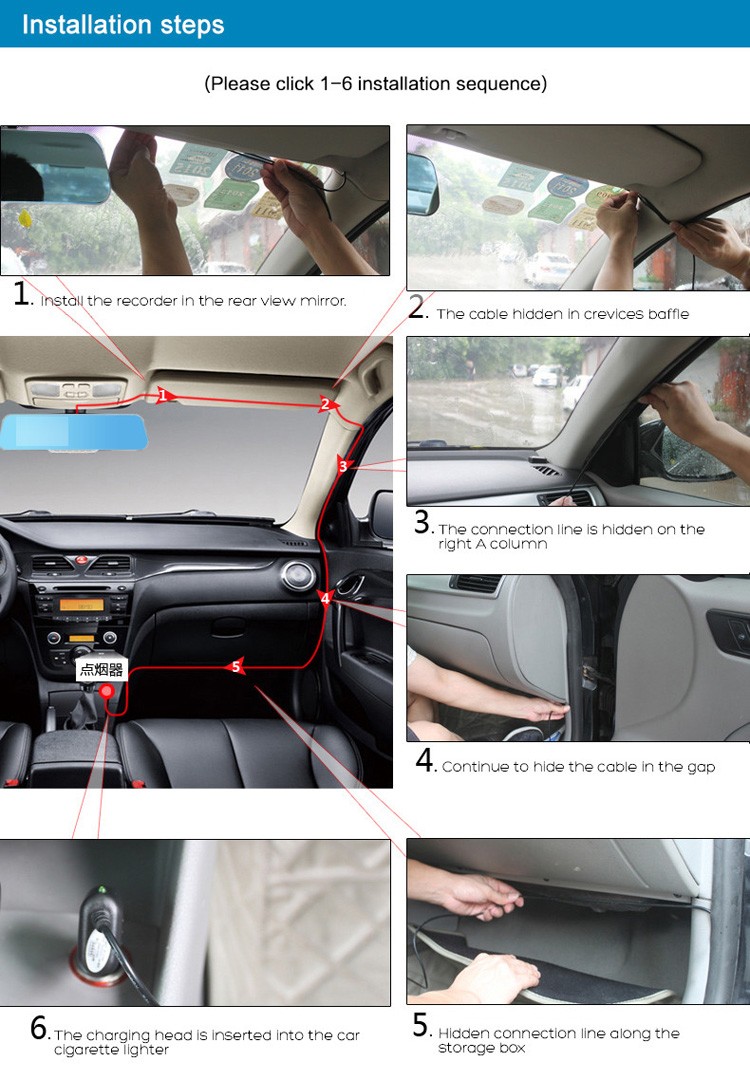 Golden Frame 4.3 inch Car DVR 1080P Dual lens with Rear Camera Rearview Mirror Camera Video Recorder