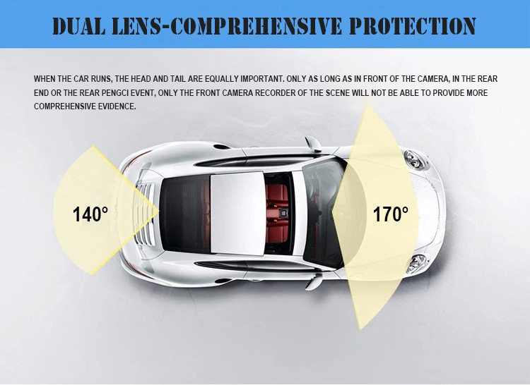 Golden Frame 4.3 inch Car DVR 1080P Dual lens with Rear Camera Rearview Mirror Camera Video Recorder