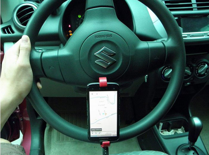 Drive Smart Retractable Car Steering Wheel Smart Phone Clip Holder