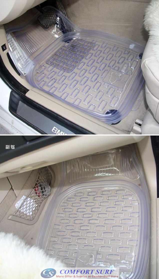 Advance Thickness Full Set 5 Pieces Transparent PVC Waterproof Car Floor Non-Slip Mat Carpet