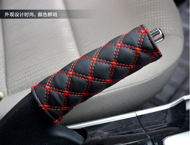 Car Handbrake and Gear Cover Wine Line Leather