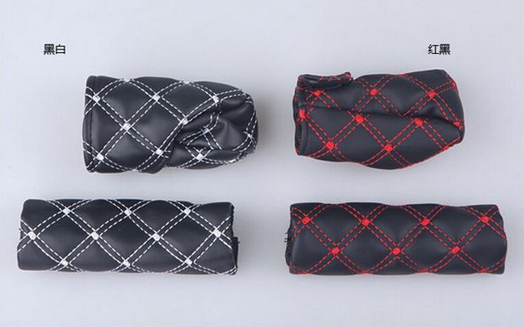 Car Handbrake and Gear Cover Wine Line Leather