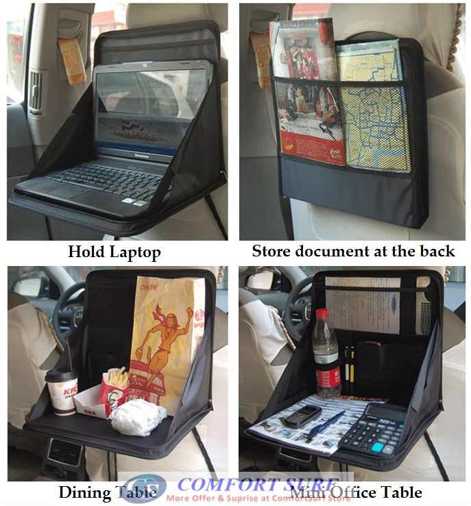 Multi-Purpose Foldable Mini Car Laptop Holder / Dining Table / Store or Keep Files