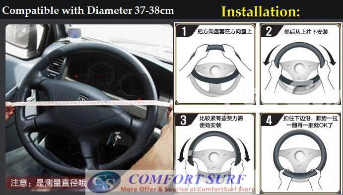 Anti Slip Red & White Wine Line Series Style Car Steering Wheel Cover Protective Case