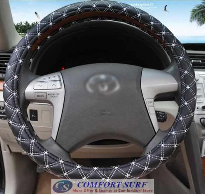 Anti Slip Red & White Wine Line Series Style Car Steering Wheel Cover Protective Case