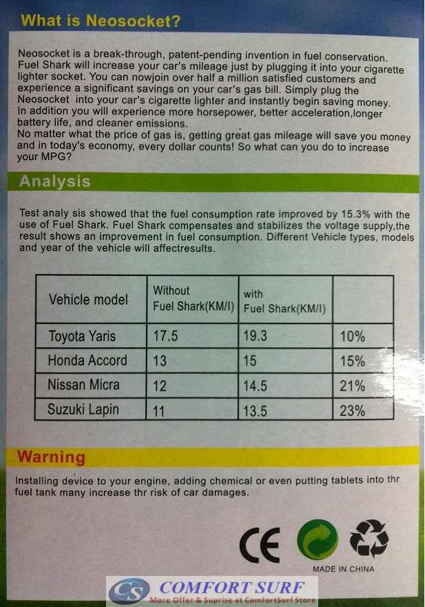 NEO SOCKET Fuel Saver NEOSOCKET Car Energy Fuel Save